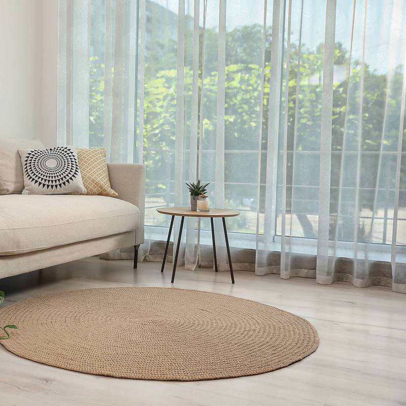 home24 Fertiggardine Abstrakt Typ D 2er-Set 135cm Beige/Taupe/Weiß von home24