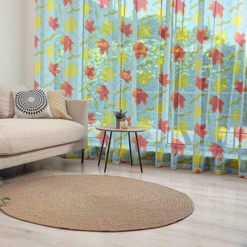home24 Fertiggardine Ahornblatt 2er-Set 210cm Blau/Blau von home24