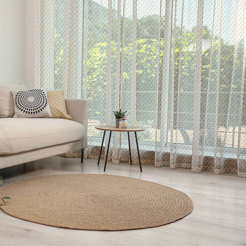 home24 Fertiggardine Dots 2er-Set 160cm Rot/Creme/Altrosa von home24