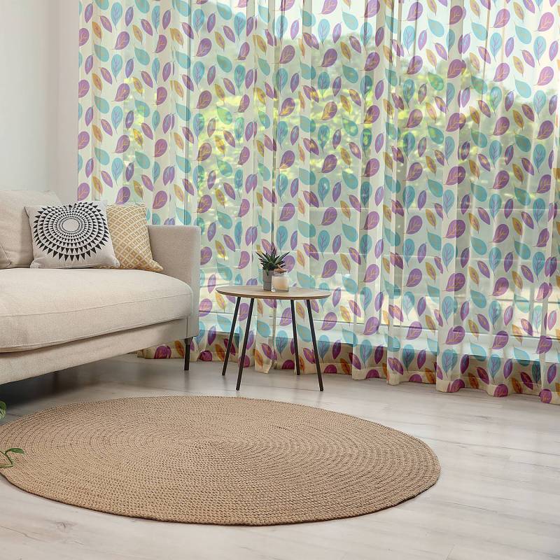 home24 Fertiggardine Laubblätter 2er-Set 220cm Violett/Violett von home24