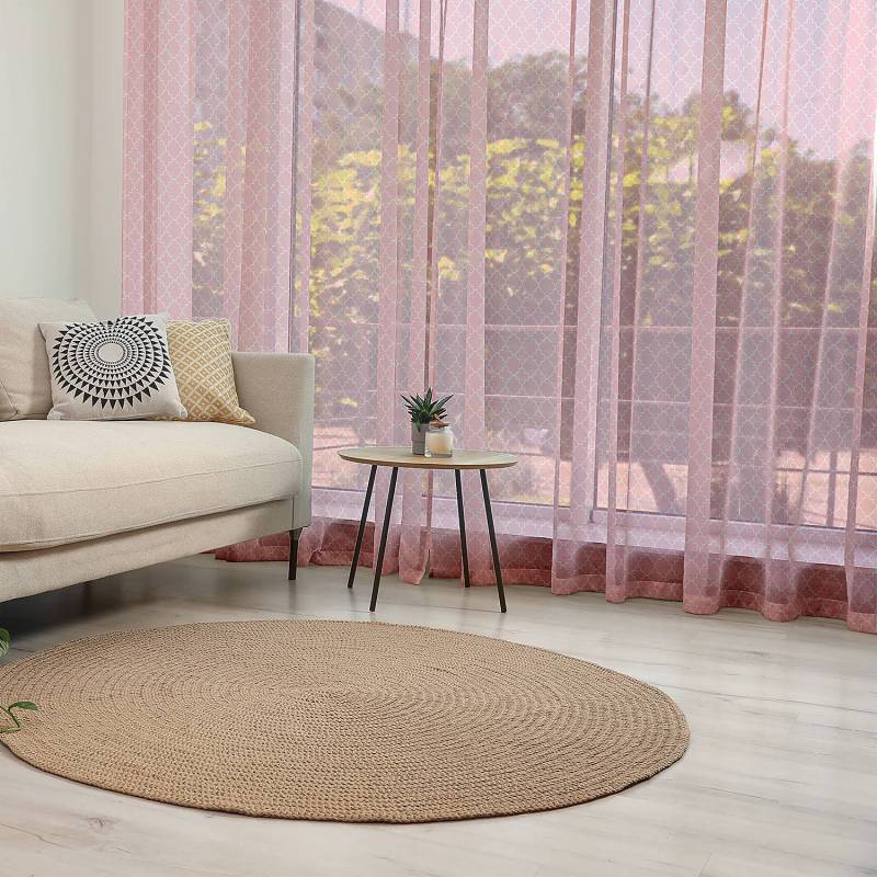 home24 Fertiggardine Orientalisch Typ E 2er-Set 274cm Pink/Pastellrot von home24