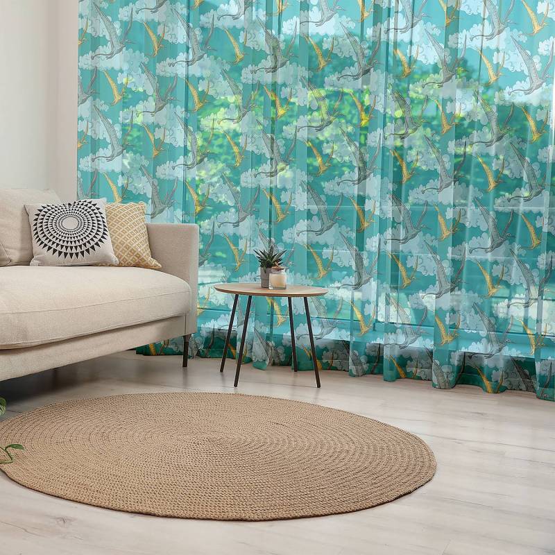 home24 Fertiggardine Reptil 2er-Set 180cm Blau/Blau von home24