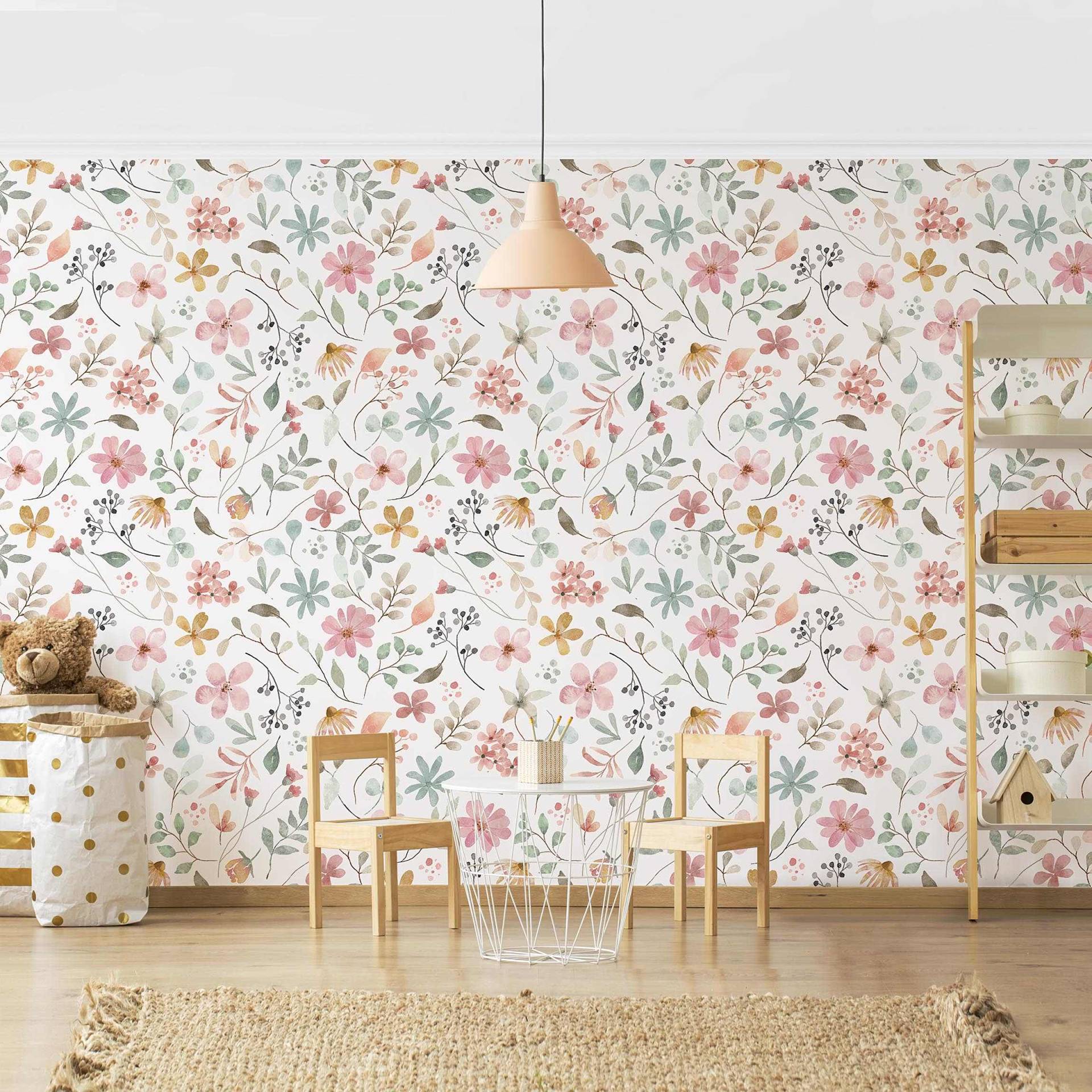 home24 Fototapete Blumen Muster Aquarell 432 x 290cm 432 x 290 cm home24 Fototapete Blumen Muster Aquarell 432 x 290cm 432 x 290 cm von home24