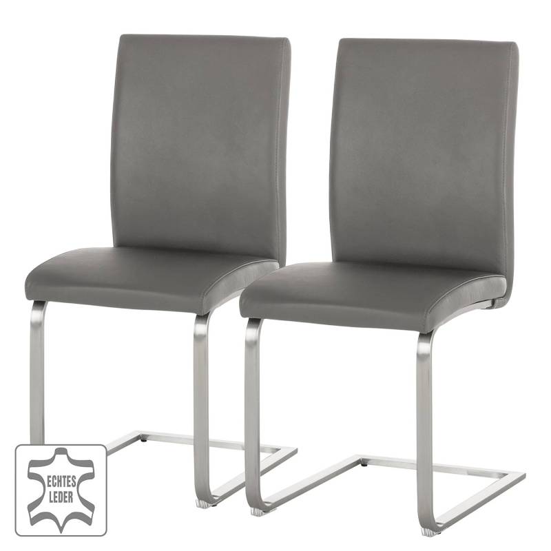 home24 Freischwinger Augusta I 2er-Set 44 x 98 x 58cm ohne Armlehnen Echtleder Aude: Grau Grau home24 Freischwinger Augusta I 2er-Set 44 x 98 x 58cm ohne Armlehnen Echtleder Aude: Grau Grau von home24