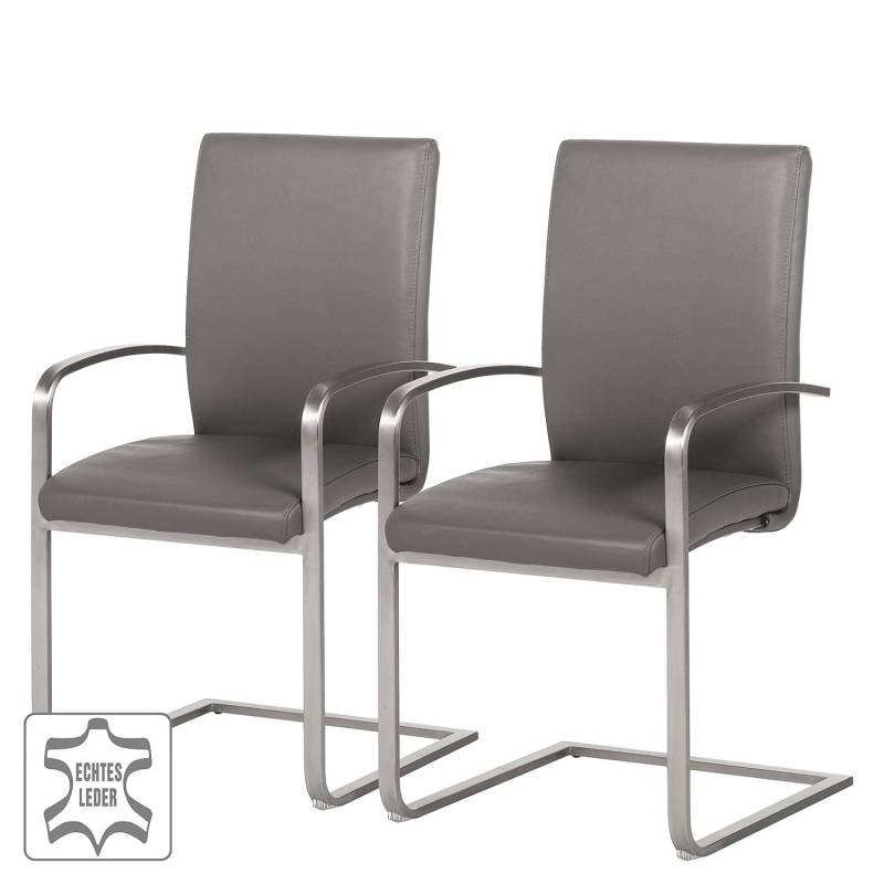 home24 Freischwinger Augusta I 2er-Set 51 x 98 x 58cm mit Armlehnen Echtleder Aude: Grau Grau home24 Freischwinger Augusta I 2er-Set 51 x 98 x 58cm mit Armlehnen Echtleder Aude: Grau Grau von home24