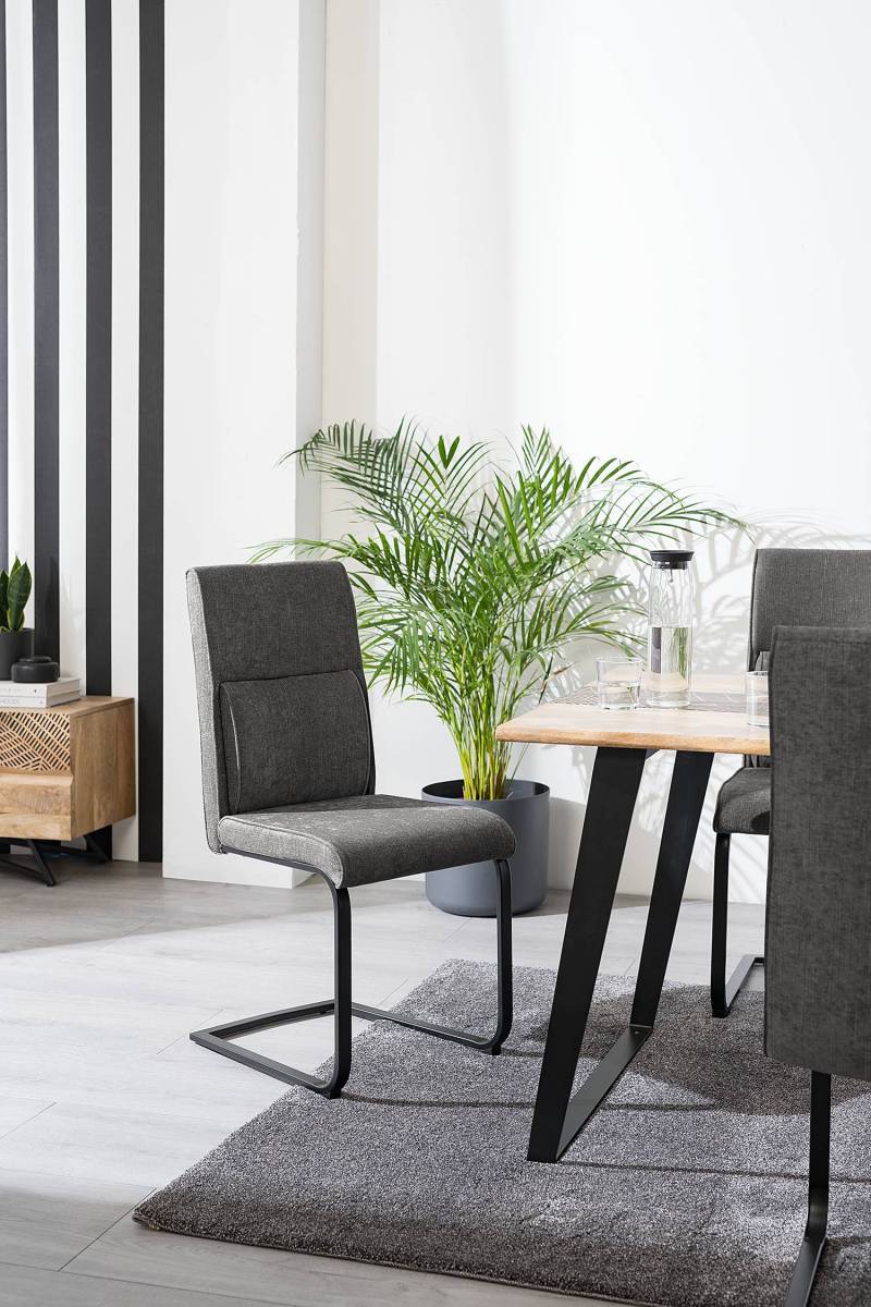 home24 Freischwinger Caluso 2er-Set 45 x 100 x 58cm Grau/Anthrazit von home24