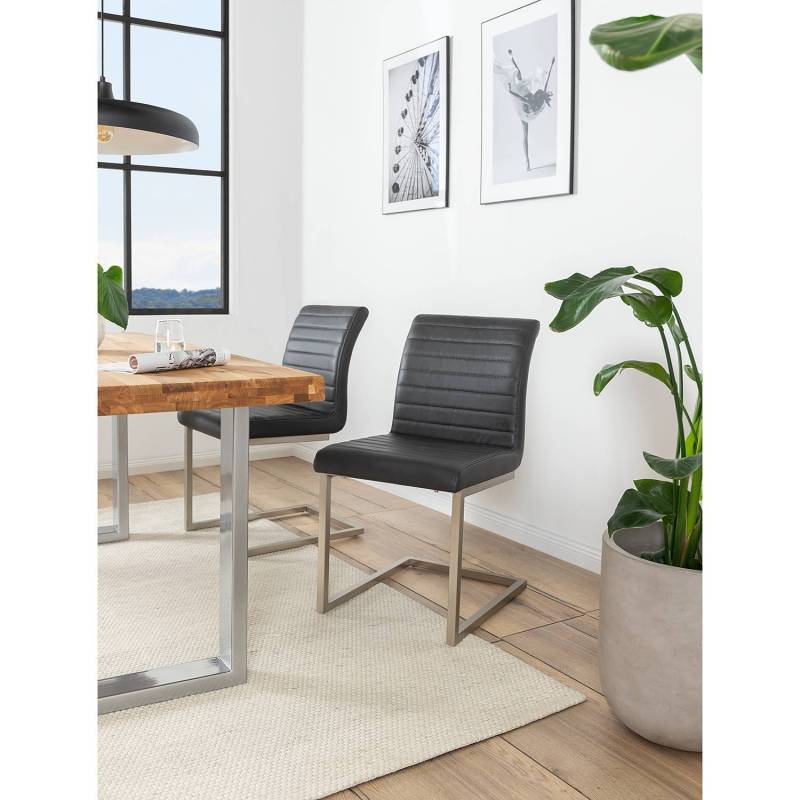 home24 Freischwinger Finga I 2er-Set 47 x 86 x 63cm Vintage Kunstleder Kasai: Grau Grau Edelstahl home24 Freischwinger Finga I 2er-Set 47 x 86 x 63cm Vintage Kunstleder Kasai: Grau Grau Edelstahl von home24