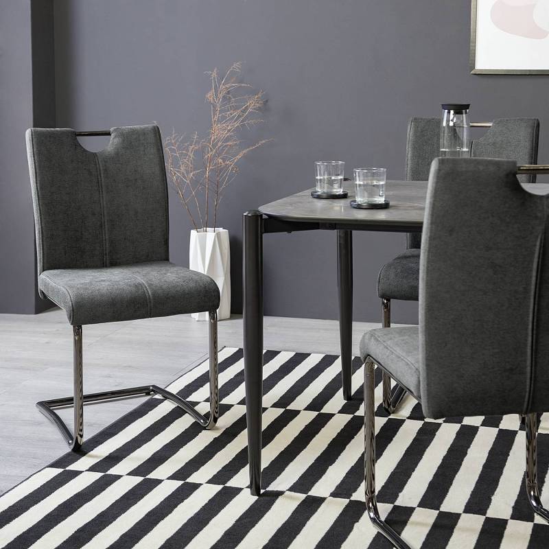 home24 Freischwinger Lindsay 2er-Set 51 x 89 x 56cm Grau/Grau von home24