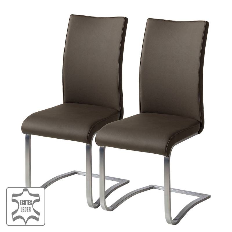 home24 Freischwinger Marco 43 x 103 x 52cm 2er Set Echtleder Gyda: Braun Braun von home24