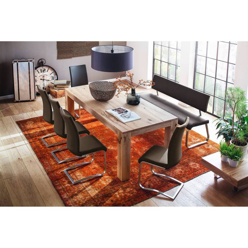 home24 Freischwinger Marco 43 x 103 x 52cm 4er Set Echtleder Gyda: Braun Braun von home24