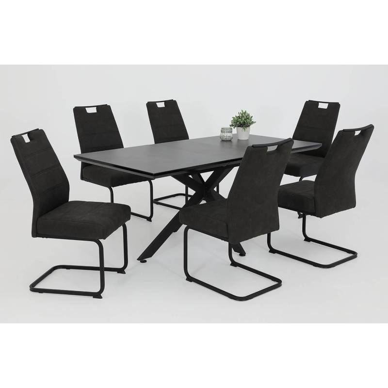 home24 Freischwinger Vihti 49 x 100 x 61cm 2er Set Grau/Anthrazit von home24