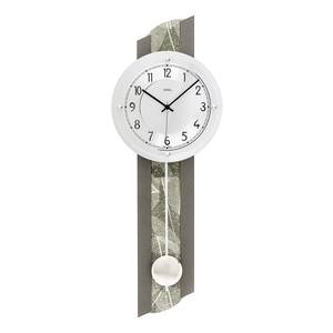 home24 Funk-Pendelwanduhr Caune Natur-Baumblatteinlage mit Swarovski-Steinen 24 x 68 x 8cm Multicolor/Anthrazit von home24