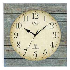 home24 Funk-Wanduhr Chepu Typ A Holzgehäuse 34 x 34 x 5cm Multicolor/Antikgrün von home24