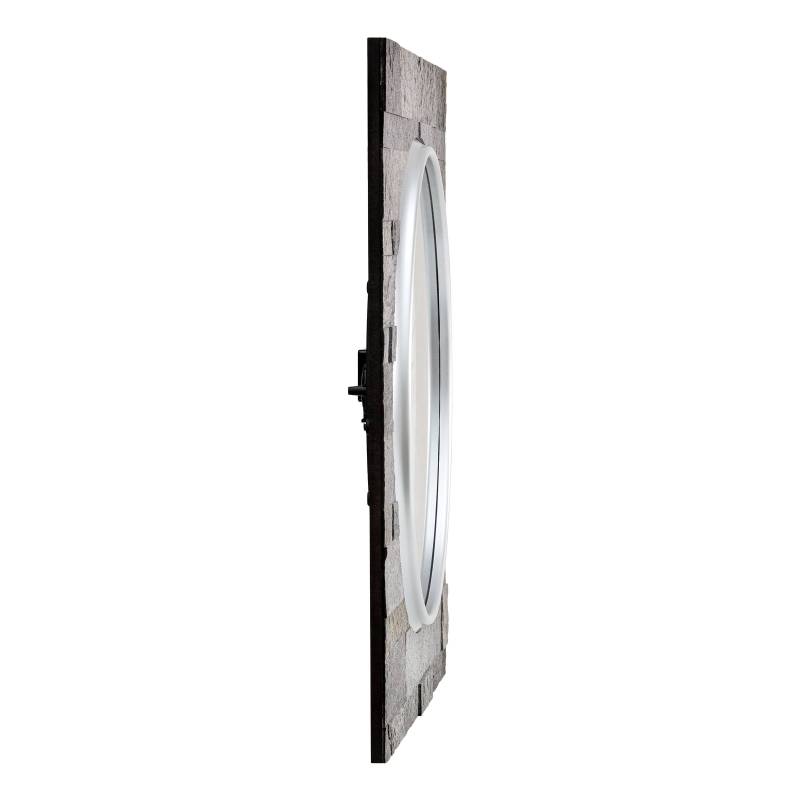 home24 Funk-Wanduhr Oreda Holzgehäuse mit Steinoberfläche 50 x 50 x 5cm Multicolor/Silber von home24