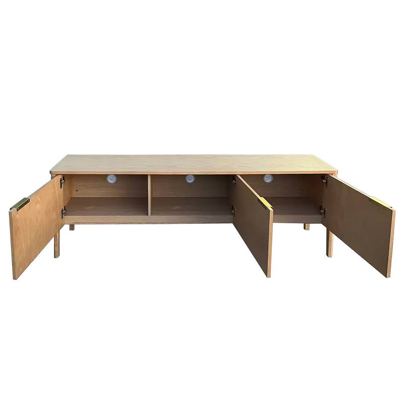home24 Furniertes TV-Lowboard COCHOL Front & Korpus: MDF Mitteldichte Holzfaserplatte , furniert Gestell: Massivholz Eiche, lackiert Braun 180 x 55 x von home24