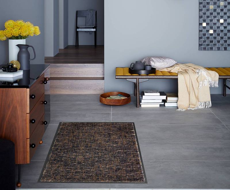 home24 Fußmatte Miami Gitter 67 x 150cm Braun/Anthrazit/Braun von home24