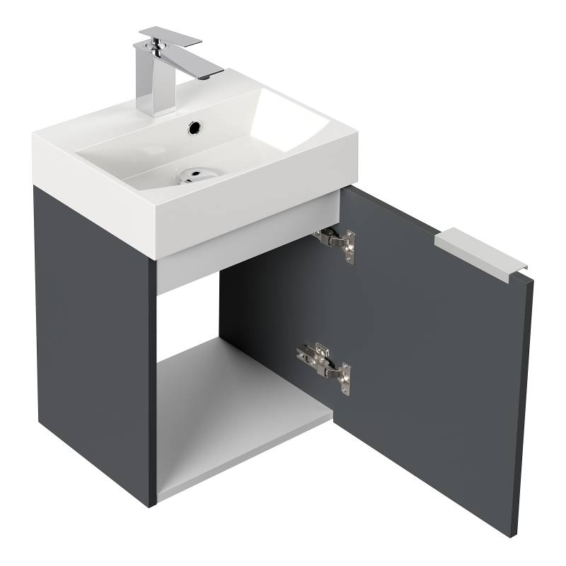 home24 Gäste-Waschtisch Cubi 40cm Grau/Graphit von home24