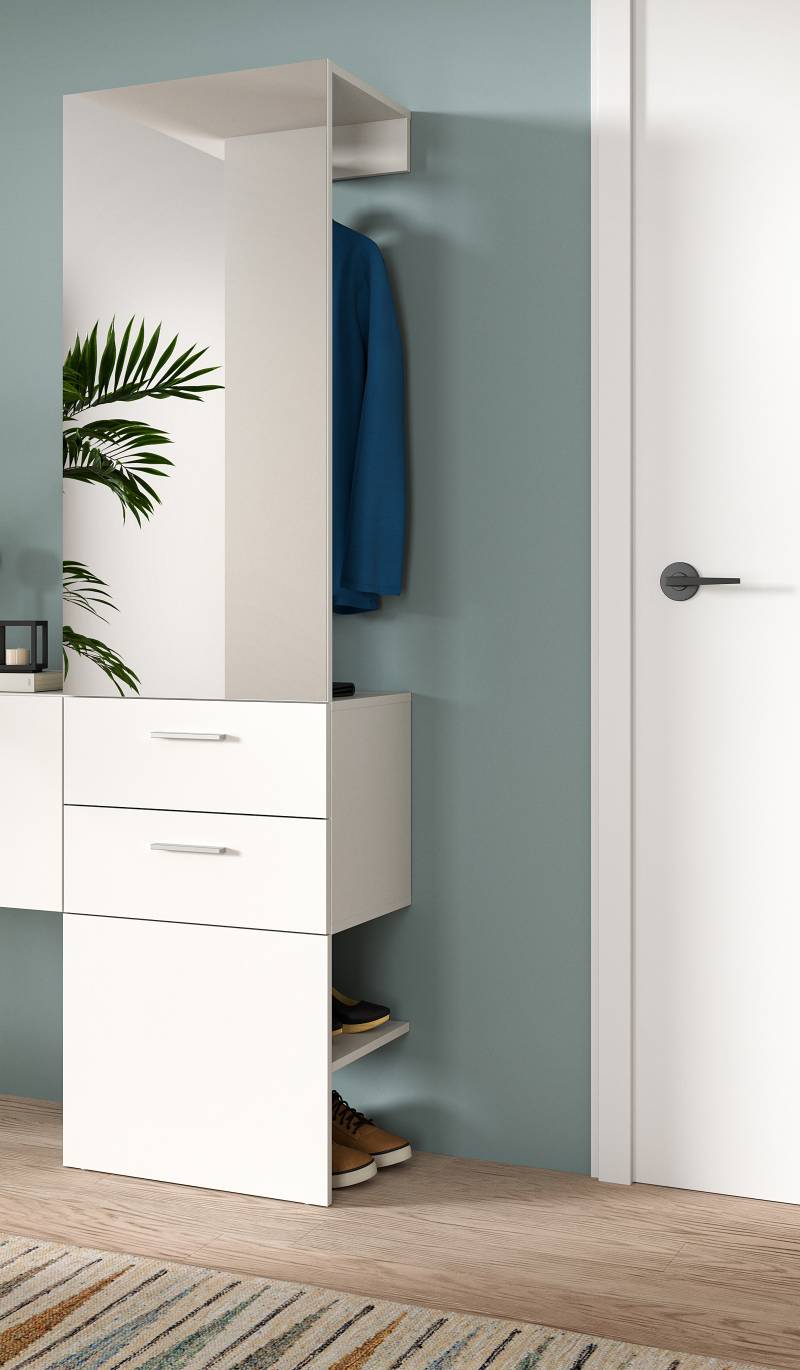 home24 Garderobe mit Spiegel 52 x 190 x 36cm Weiß von home24
