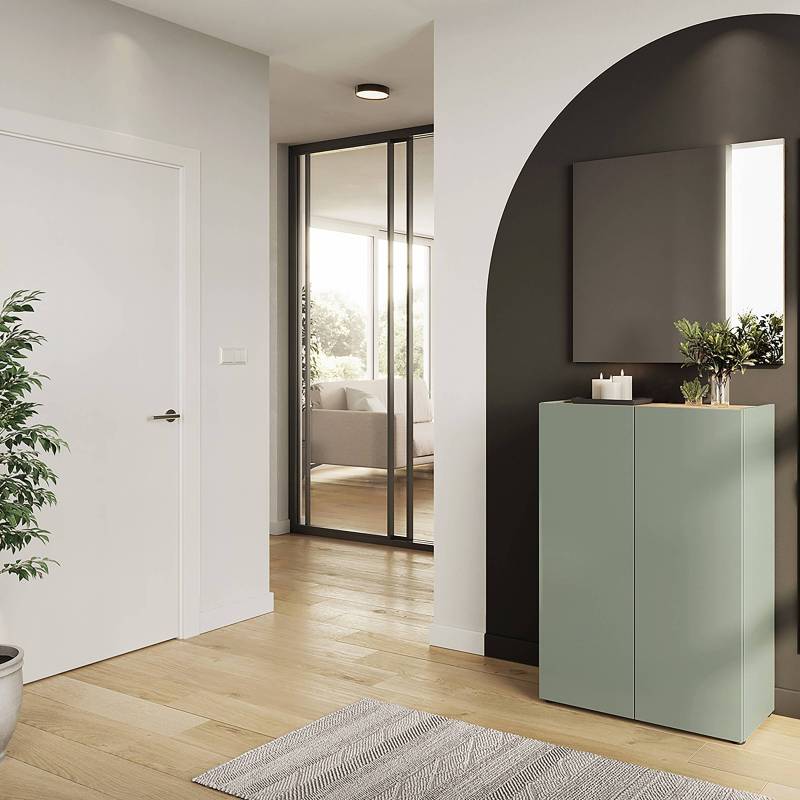 home24 Garderobenkombi Alviano 2-teilig eckig 74 x 200 x 33cm Grün/Salbei von home24
