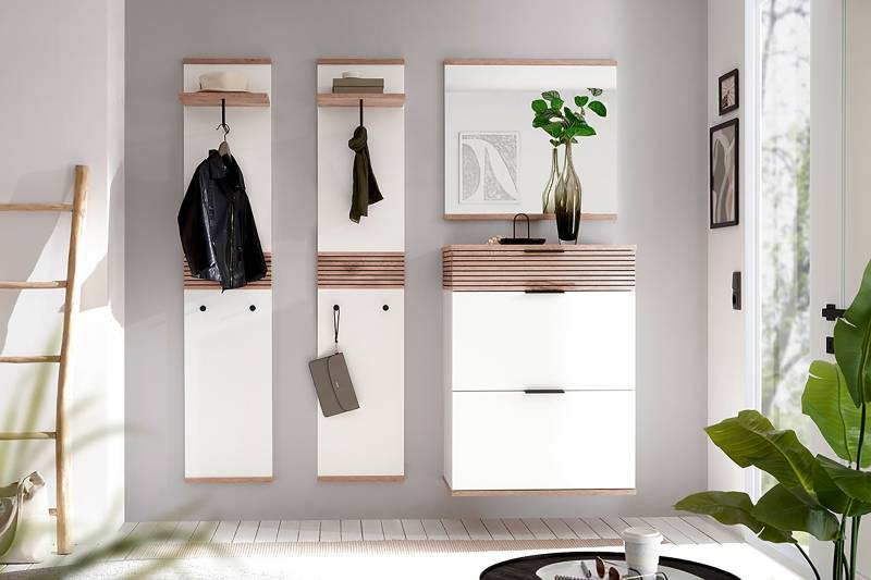 home24 Garderobenpaneel 37 x 181 x 25cm Weiß von home24