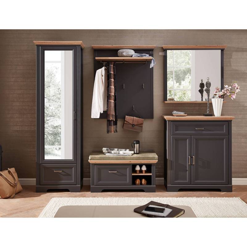 home24 Garderobenpaneel II 93 x 107 x 30cm Grau/Graphit von home24