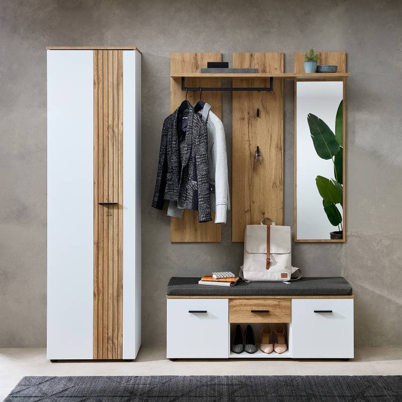 home24 Garderobenschrank 57 x 202 x 38cm Weiß von home24