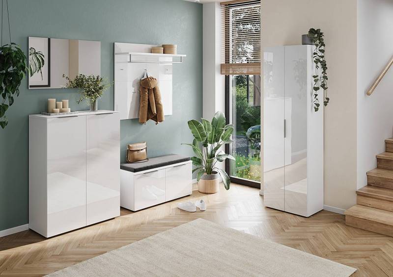 home24 Garderobenschrank 59 x 197 x 40cm Weiß/Weiß von home24