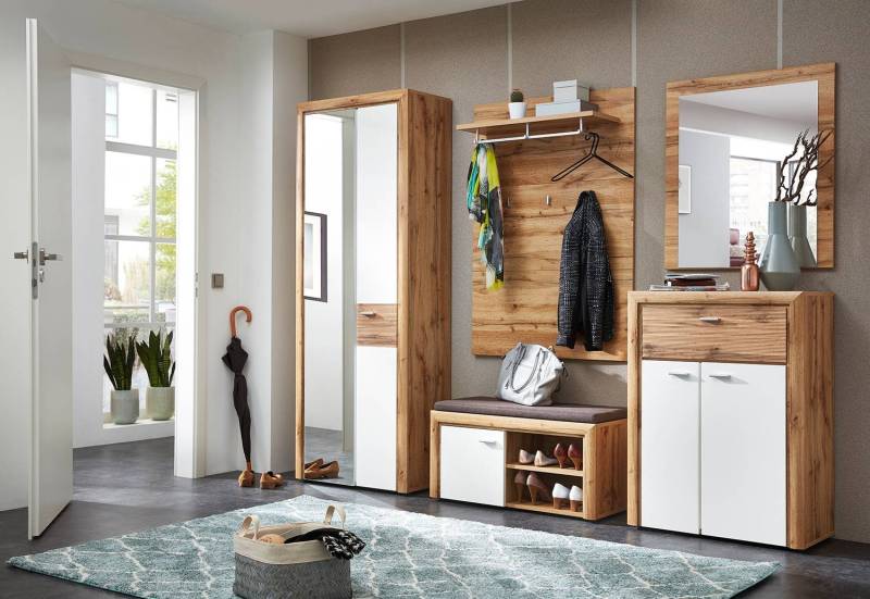 home24 Garderobenschrank 75 x 201 x 38cm Braun/Weiß von home24