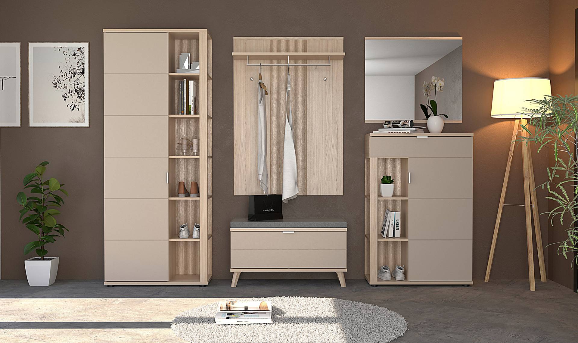 home24 Garderobenschrank 80 x 199 x 38cm Beige von home24
