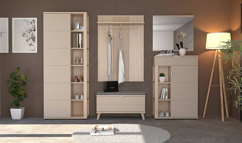 home24 Garderobenschrank 80 x 199 x 38cm Beige von home24
