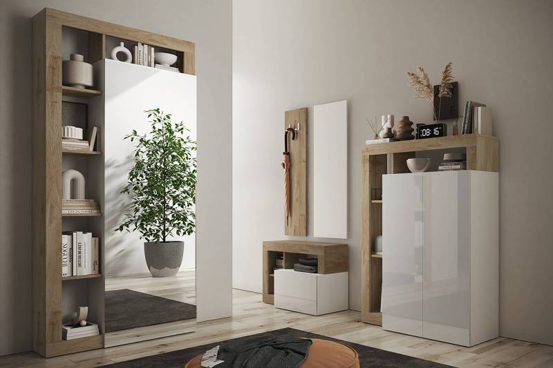 home24 Garderobenschrank 91 x 209 x 30cm Weiß von home24