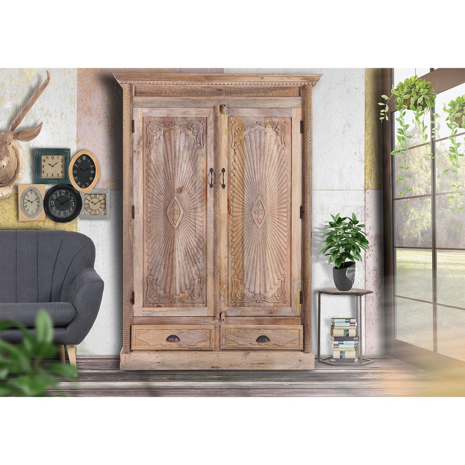 home24 Garderobenschrank Cella 130 x 184 x 52cm Braun/Beige home24 Garderobenschrank Cella 130 x 184 x 52cm Braun/Beige von home24