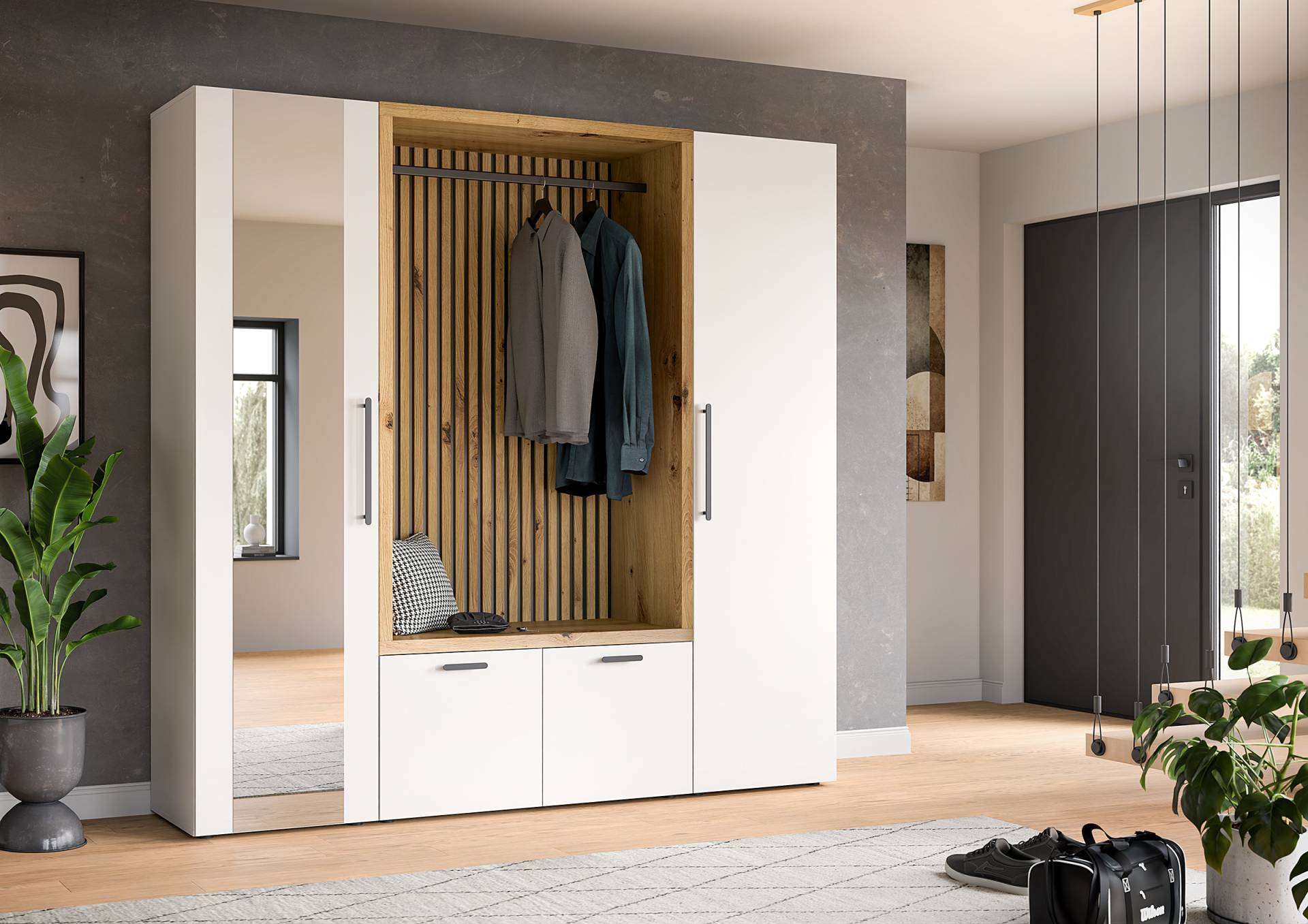 home24 Garderobenset 3-teilig 216 x 200 x 47cm Weiß home24 Garderobenset 3-teilig 216 x 200 x 47cm Weiß von home24