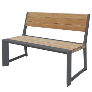 home24 Gartenbank Aluminium, pulverbeschichtet Polyester PVC Teakholz Massiv, geölt Schwarz/Braun 59 x 81 x 180cm von home24