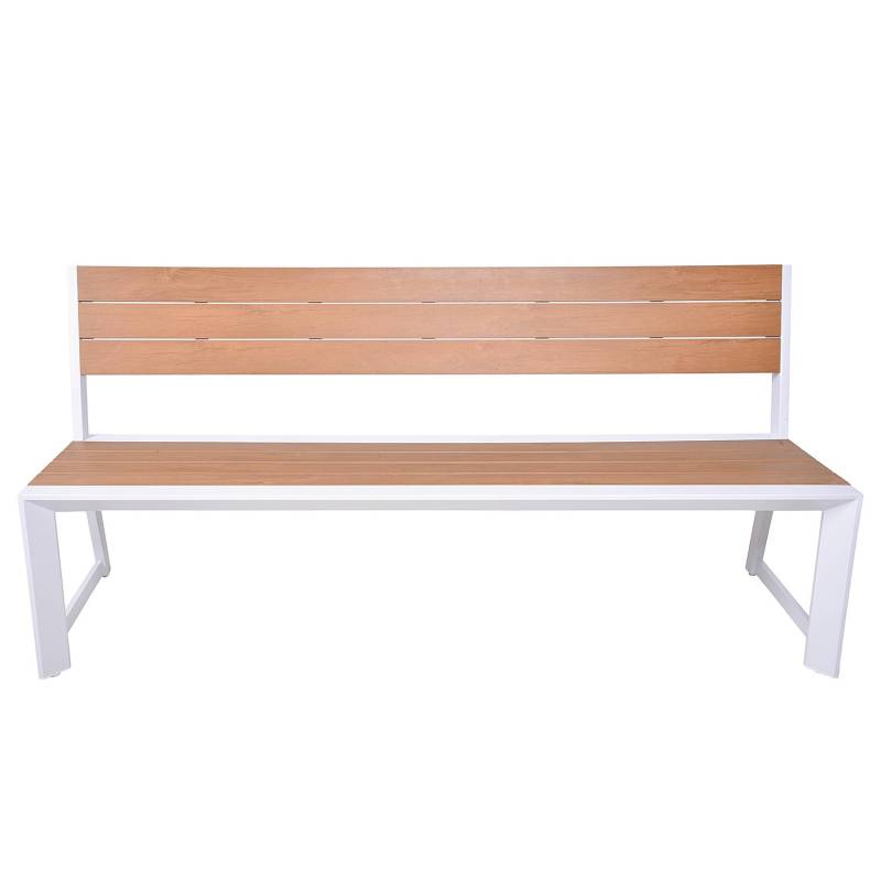 home24 Gartenbank Venice Aluminium, pulverbeschichtet Polyester PVC Braun/Weiß 59 x 81 x 180cm von home24