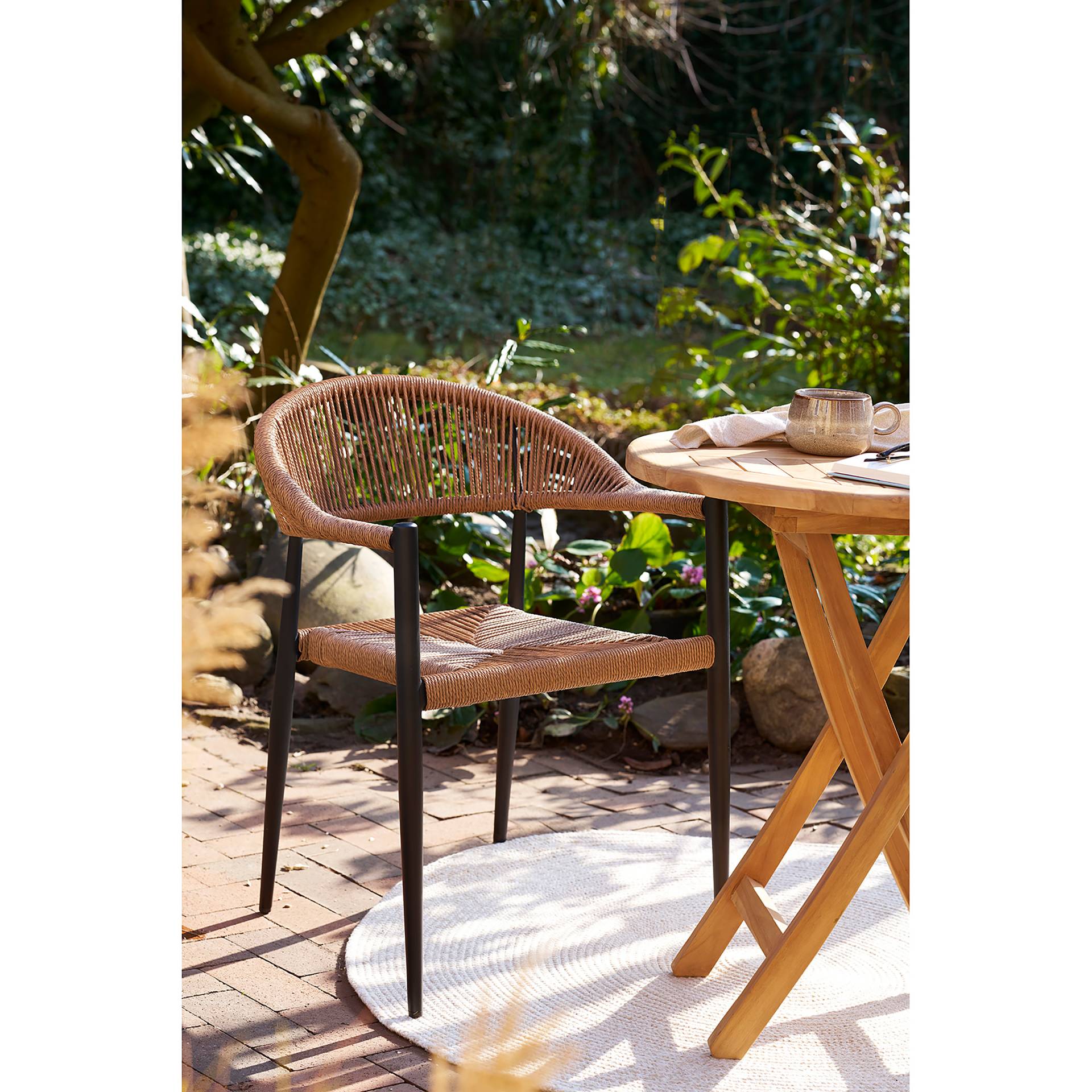 home24 Gartenstuhl Canari 2er-Set 57 x 78 x 60cm Schwarz/Braun von home24