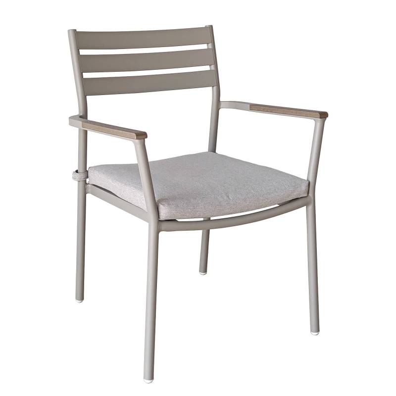 home24 Gartenstuhl Evins 2er-Set Polyester Grau 58 x 82 x 60cm von home24