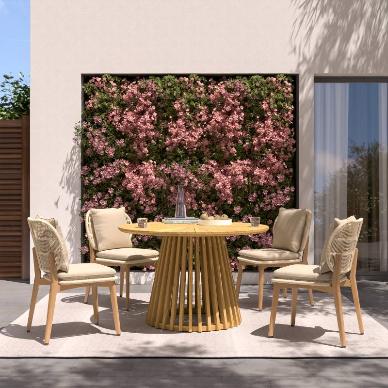 home24 Gartenstuhl Lasia 2er-Set Polyester Braun 57 x 87 x 64cm von home24