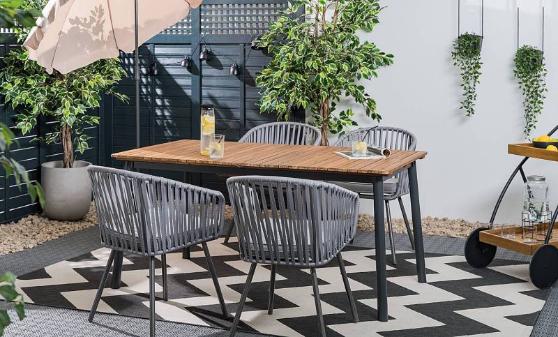 home24 Gartenstuhl NOXI 2er-Set Webstoff Grau/Hellgrau 56 x 79 x 62cm von home24