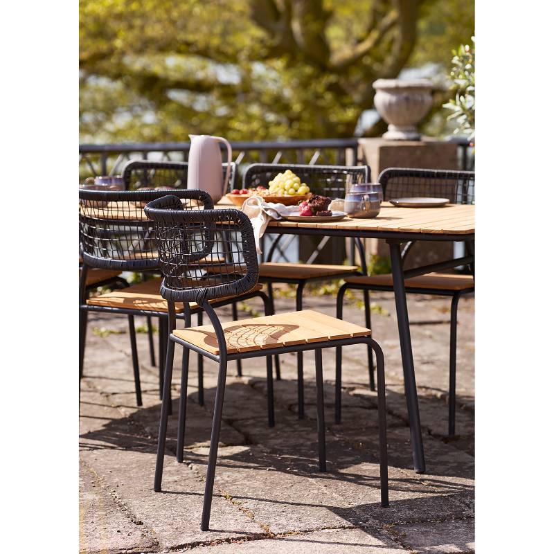 home24 Gartenstuhl Nashville 4er-Set 53 x 83 x 55cm Schwarz/Braun von home24