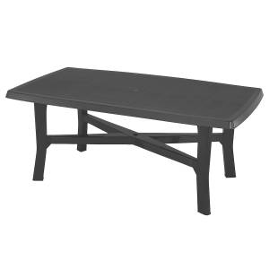 home24 Gartentisch Baneya rechteckig Polypropylen 180 x 72 x 100cm Schwarz von home24