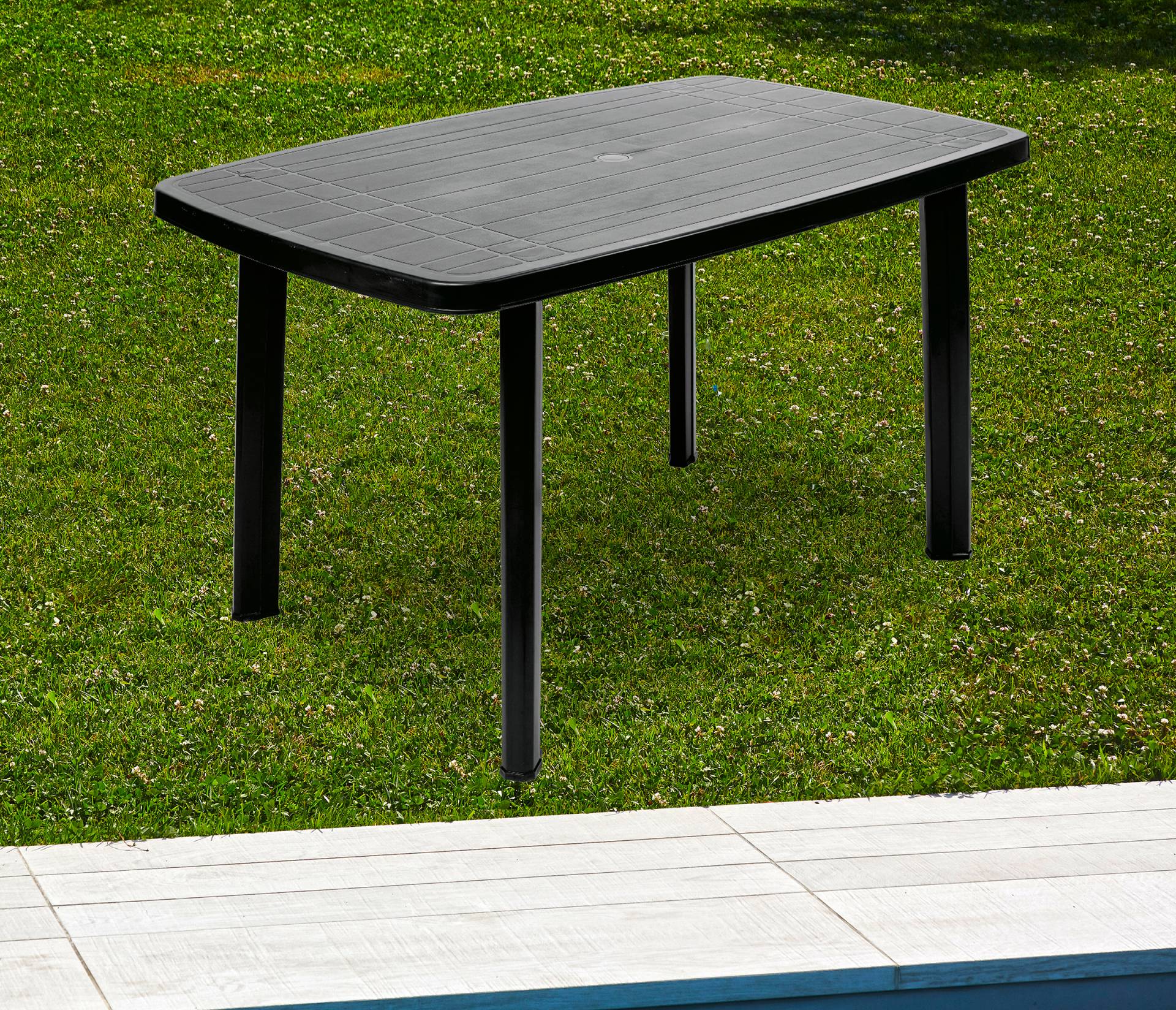 home24 Gartentisch Hebita Polypropylen 137 x 72 x 85cm Schwarz von home24