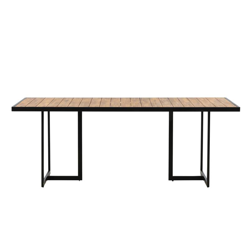 home24 Gartentisch Khung Akazie 100 x 75 x 200cm Beige/Beige/Schwarz von home24