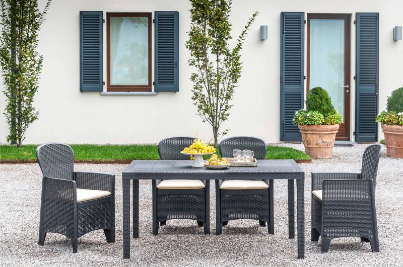 home24 Gartentisch Tangul Polypropylen 150 x 90cm Schwarz von home24