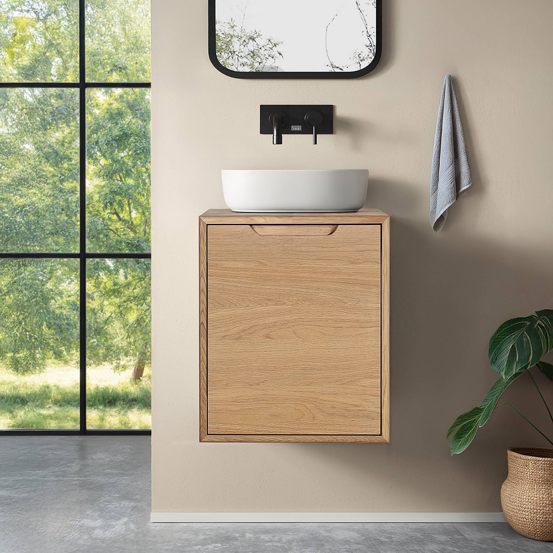 home24 Hänge-Waschtisch 45 cm 45 x 52 x 40cm Braun/Beige von home24