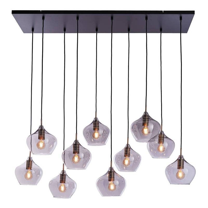 home24 Hängeleuchte 35 x 60 x 124cm Grau/Grau Eisen, Glas LED/Glühlampe E27 von home24