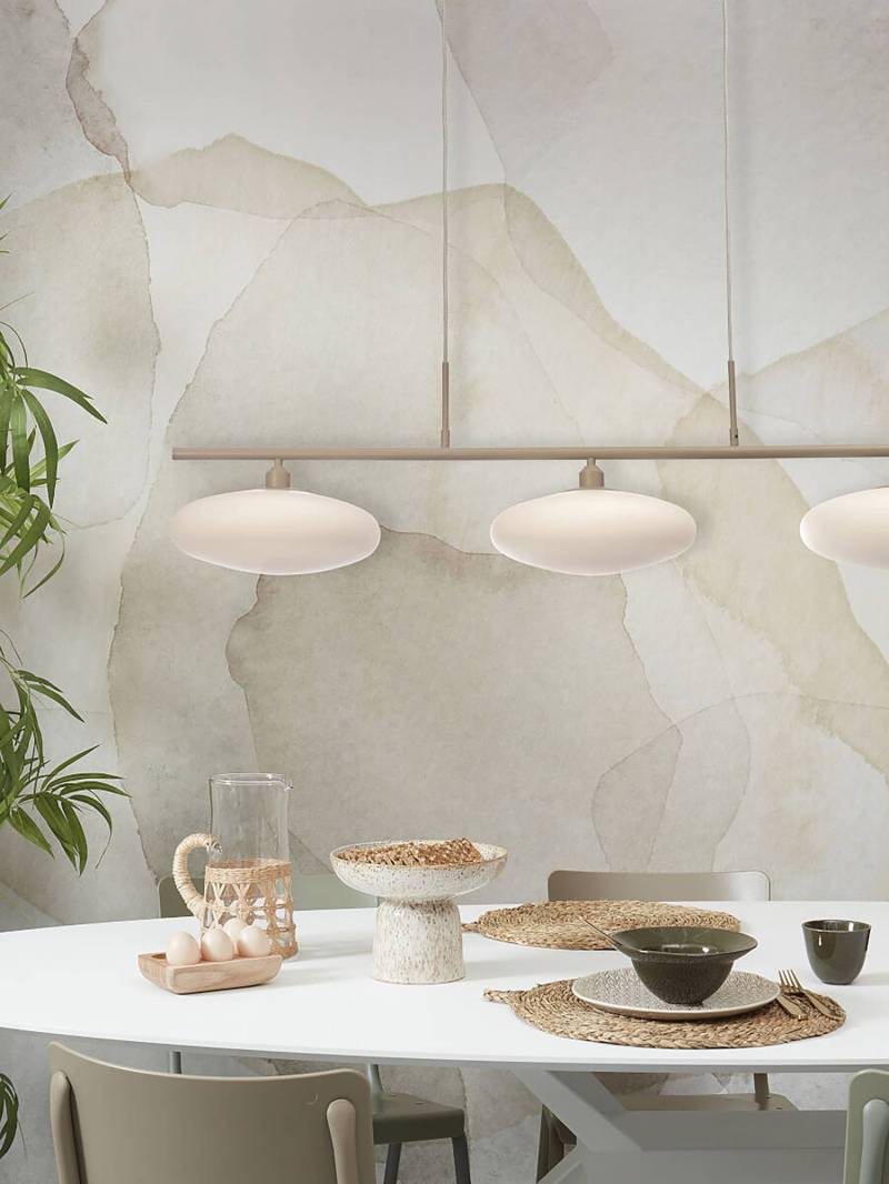 home24 Hängeleuchte Sapporo Typ C 29 x 115 x 23cm Weiß/Weiß Glasart: Andere Material: Glas, Metall Metallart: Eisen Oberfläche Metall: von home24