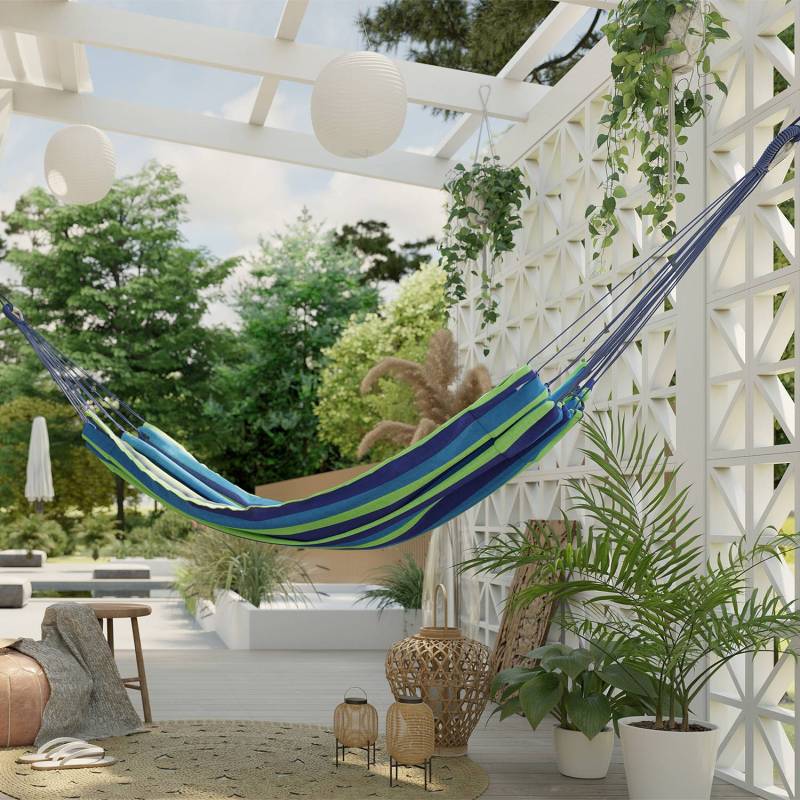 home24 Hängematte Mischgewebe Multicolor/Blau/Grün 80 x 240 x 80cm von home24