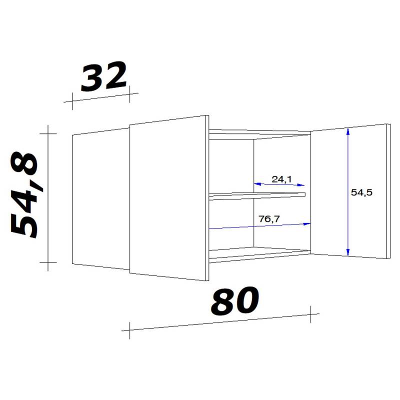 home24 Hängeschrank Cresta mit Metallgriff 80 x 55 x 32cm Weiß/Hochglanz Weiß von home24