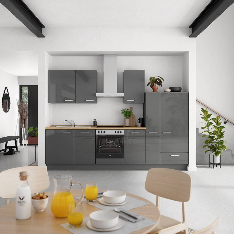 home24 Hängeschrank Flash mit 1 Tür 45cm Türanschlag links Grau/Hochglanz Grau von home24